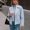 Amara Cropped Button-Up Baby Blue Jacket- front view