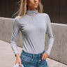 Alia Heather Grey High Neck Top- frontal side view