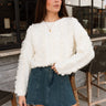 Lylah Ivory Ruffle & Lace Knit Sweater- front view