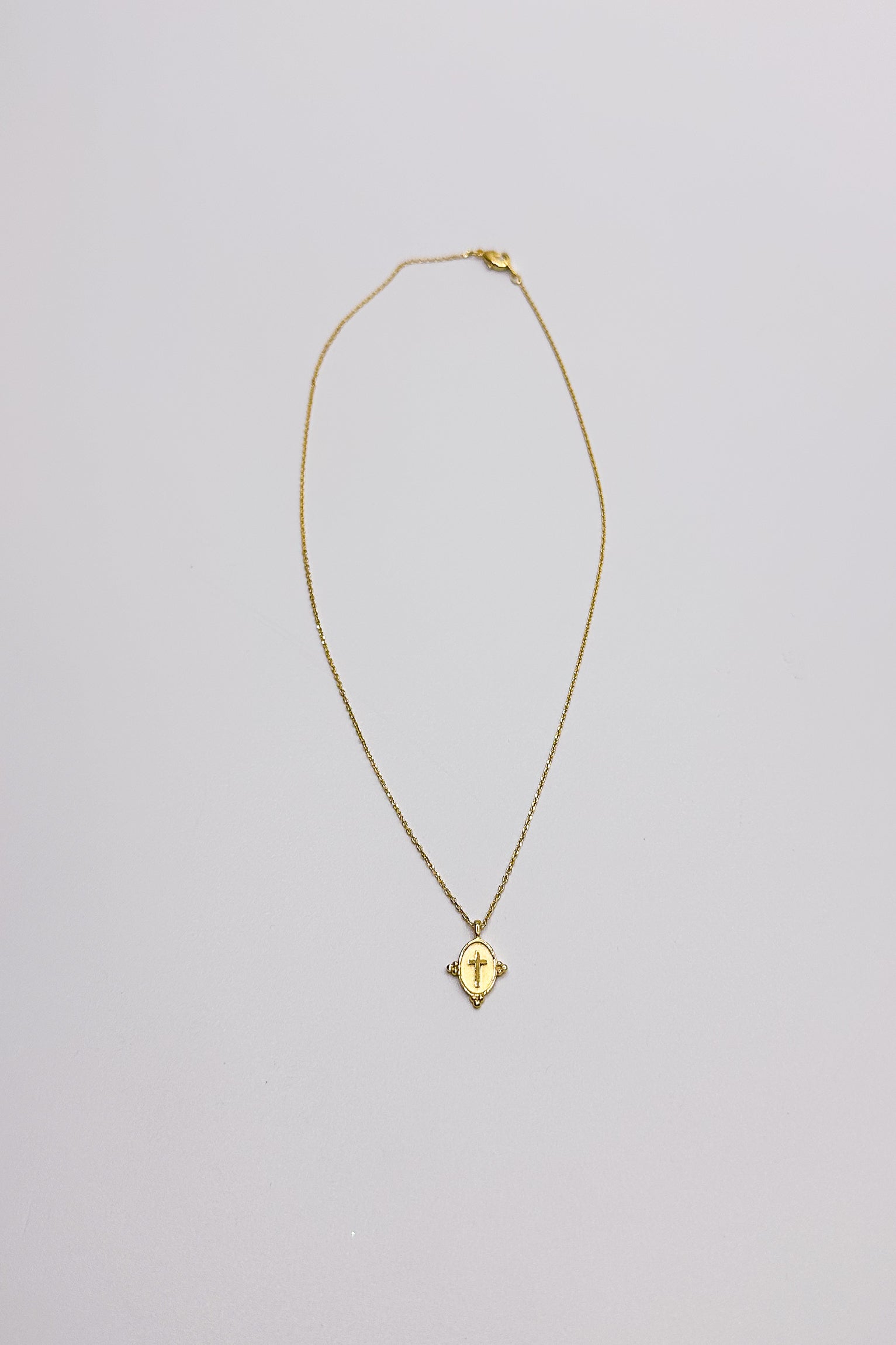 Isla Gold Dipped Cross Medallion Necklace- front view