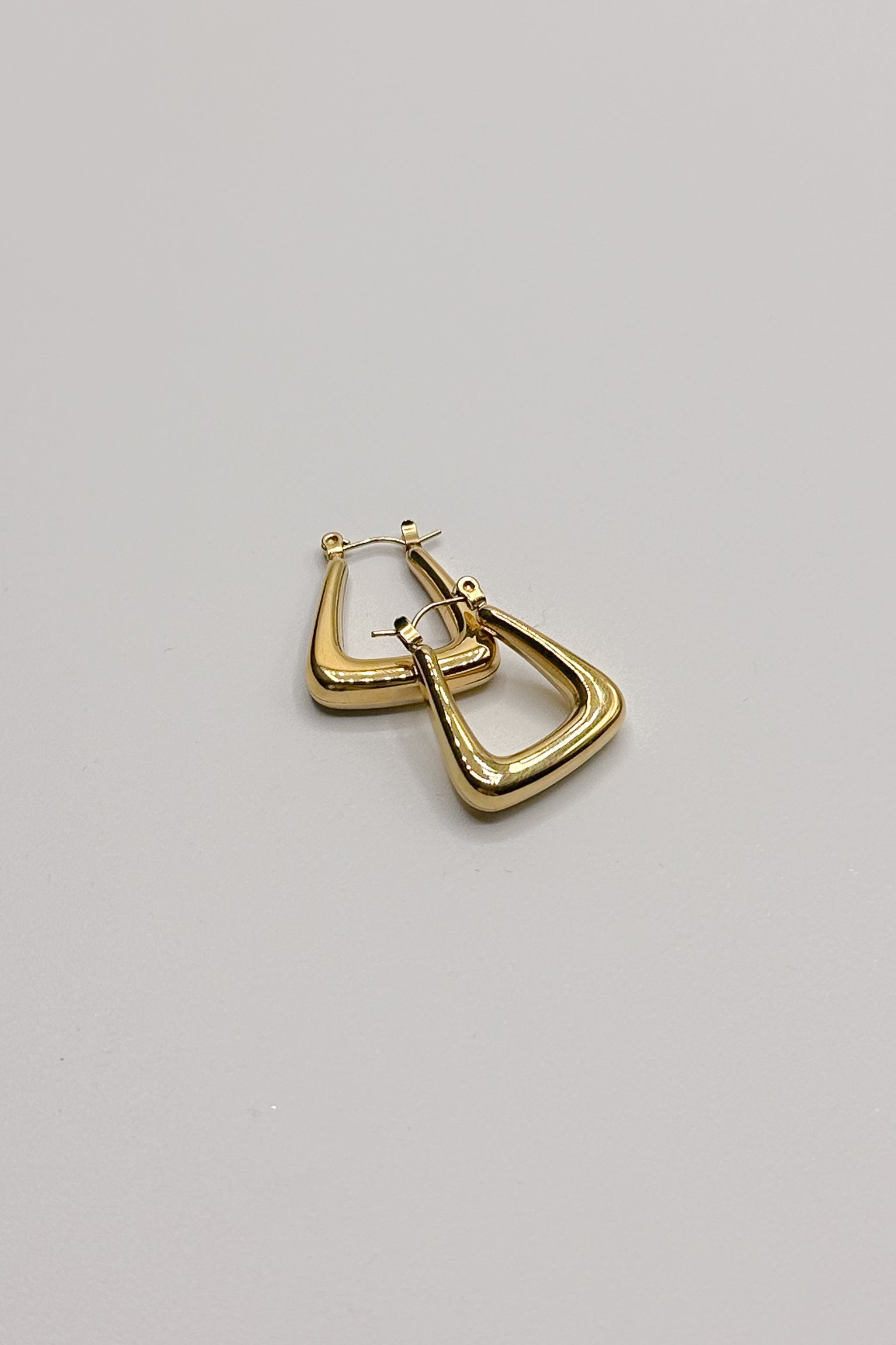 Victoria Gold Triangle Hoops Earring- front view