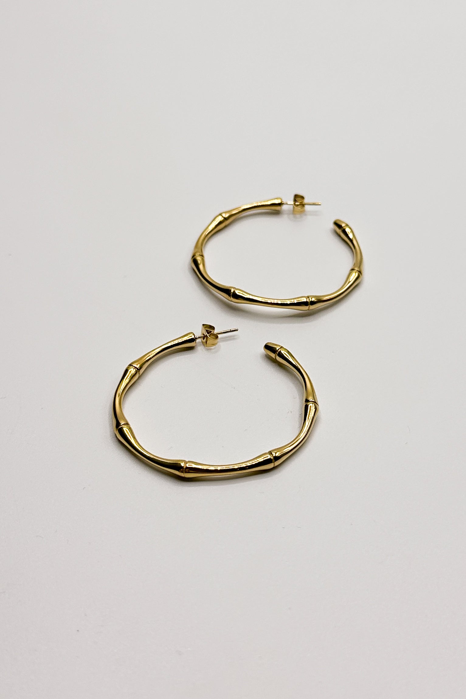 Lola Gold Bamboo Hoop Earring- close up view