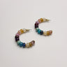 Libby Multi Color Beaded Hoops Earring- flat lay view