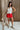 Mila Red Leather Cargo Skort- full body view
