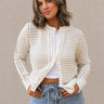 Miranda Beige Striped Cardigan - Front view