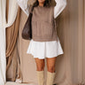 Regan Mocha Sweater Vest -full body front view