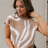 Carinna Mocha & White Swirl Sweater - front view