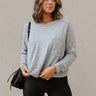 Vera Front Pocket Long Sleeve Top- grey-front view