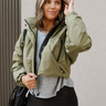 Brittany Olive Green Puffer Cropped Jacket- front view