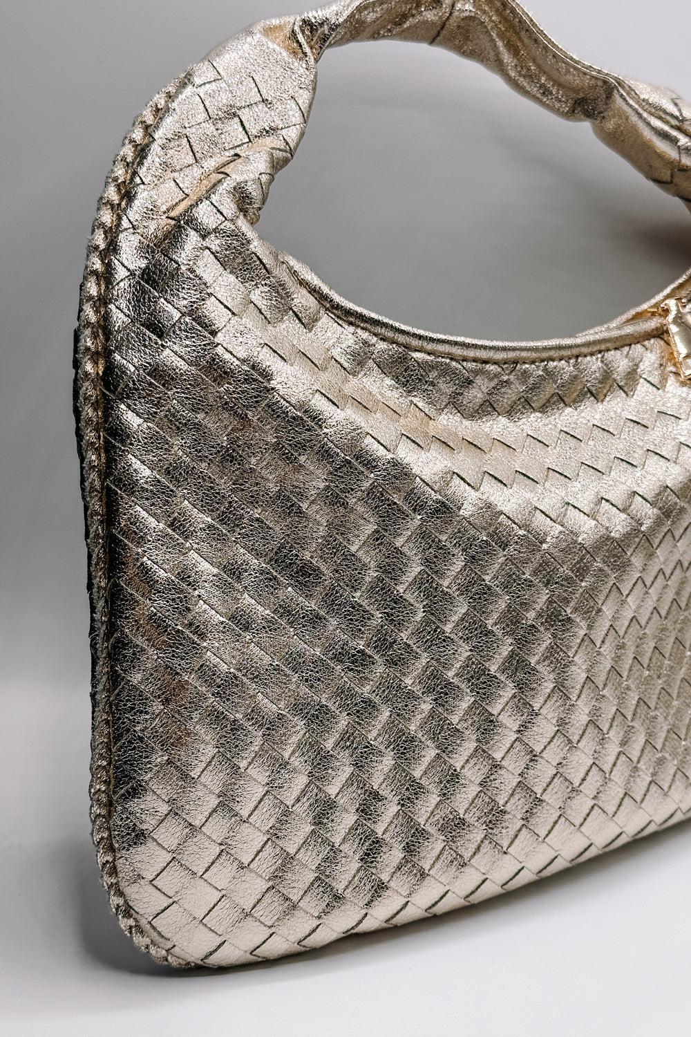 Adela Gold Woven Purse - close front view