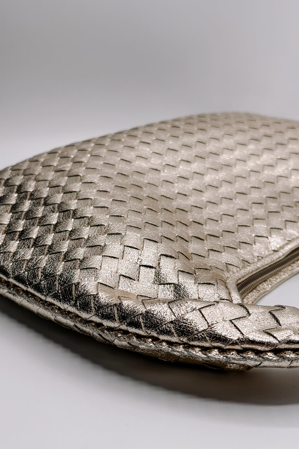 Adela Gold Woven Purse - top side view