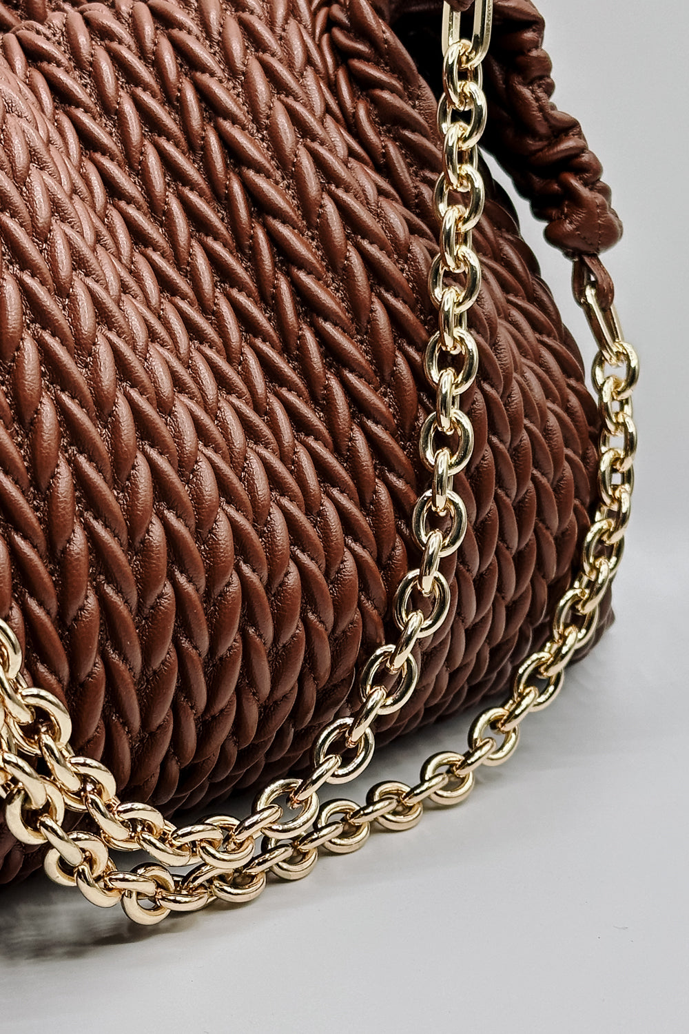 Weslyn Brown Faux-Leather Purse - close up view