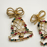 Jingle Bells Gold & Muli Dangle Earring- close up front view