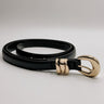 Angelina Skinny Leather Belt - Black