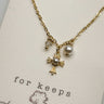 Felicity Gold Cross & Pearl Necklace- close up view