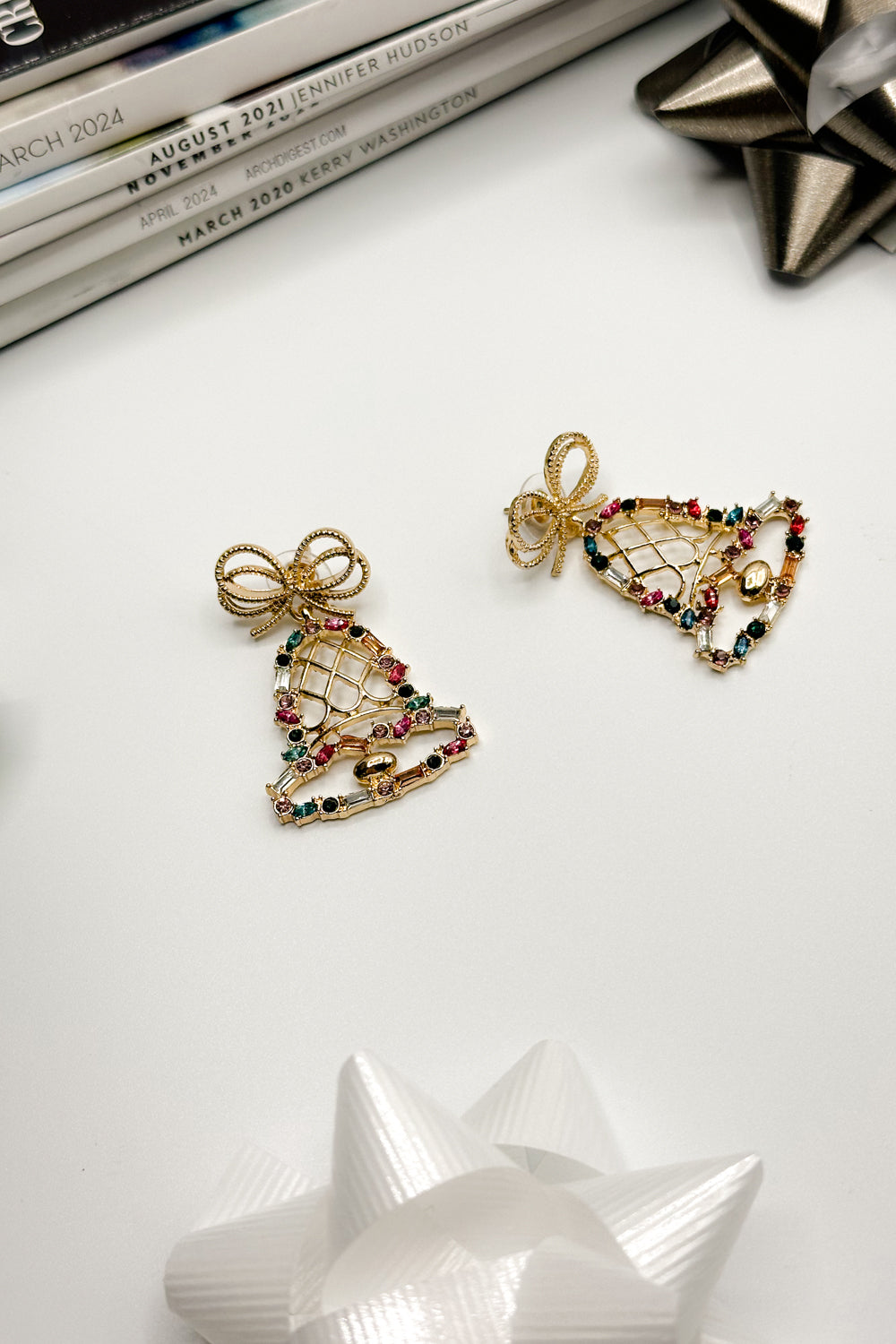 Jingle Bells Gold & Muli Dangle Earring- front view