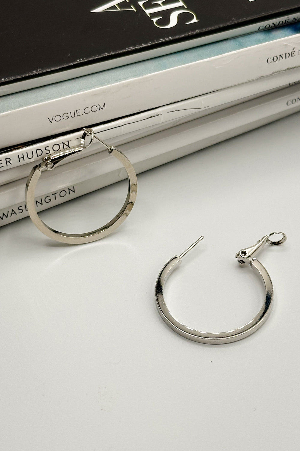 Leah Silver Closed Hoops Earring- front view