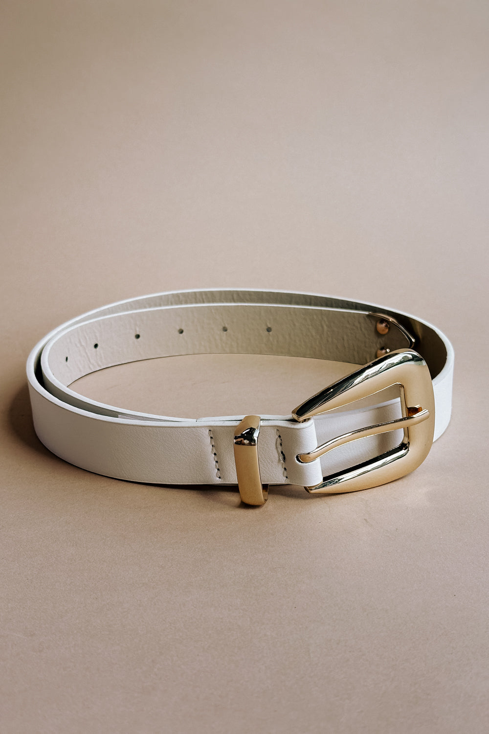 Elizabeth Ivory & Gold Buckle Belt- full view