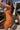 Milani Orange Feather Mini Dress- close up side view