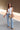 Reyna Cream Sunburst Split Hem Top - full front view