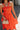 Tori Red-Orange Tiered Halter Midi Dress - close up front view