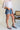 Just USA: Celine Medium Wash Distressed Denim Shorts- full side view