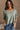 Harlow Sage Green V-Neckline Short Sleeve Top- close up front view
