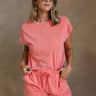 Ariana Washed Coral Shorts- front view