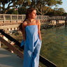 Blair Periwinkle Blue Linen Wide Leg Pants - full front body view on 5'4 model