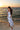 Melanie Cream & Blue Seashell Midi Dress - full body front view on beach