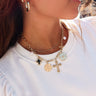 Ava Pearls & Crosses Medallion Necklace- close up view