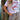 Seafood Bar White Multi Graphic Tee- close front view on blonde model