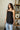 Serena Black Satin & Lace Tank Top - frontal side view