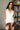 Leona White & Pearlescent Buttons Halter Tank- close up front view