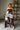 Juliana Brown & White Pleated Midi Dress- front full view