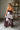 Juliana Brown & White Pleated Midi Dress- full back view