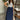 Emilia Navy & White Stripe Flare Midi Dress- full body view