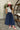 Emilia Navy & White Stripe Flare Midi Dress- front view