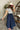 Emilia Navy & White Stripe Flare Midi Dress- frontal side view