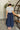 Emilia Navy & White Stripe Flare Midi Dress- full back view