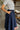 Emilia Navy & White Stripe Flare Midi Dress- close up frontal side view