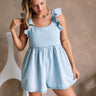 Breana Denim Ruffle Romper - front view