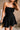 Monica Black Flare Pleated Mini Dress- close up front view