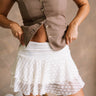 Lara Cream Lace Tiered Mini Skirt- top view