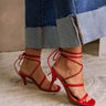 Spree Red Strappy Ankle Heel - right side view