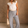 Heidi Black & White Linen Wide Leg Pants- front full body view
