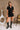 Nova Black Short Sleeve Belted Romper- full body view