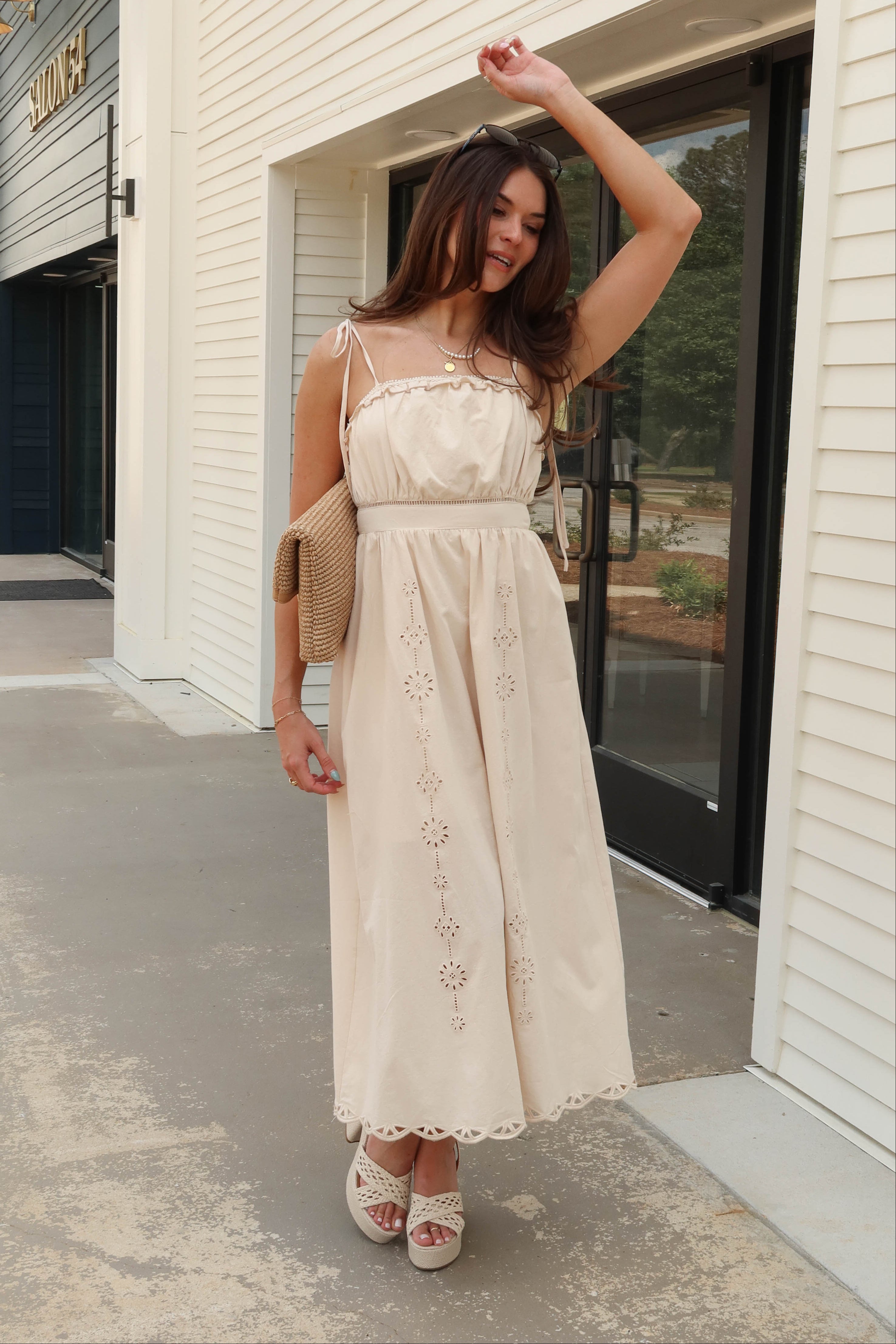 Cream Eyelet Midi Dress - Ophelia Dress XS Cream Eyelet Midi Dress - Ophelia Dress XS