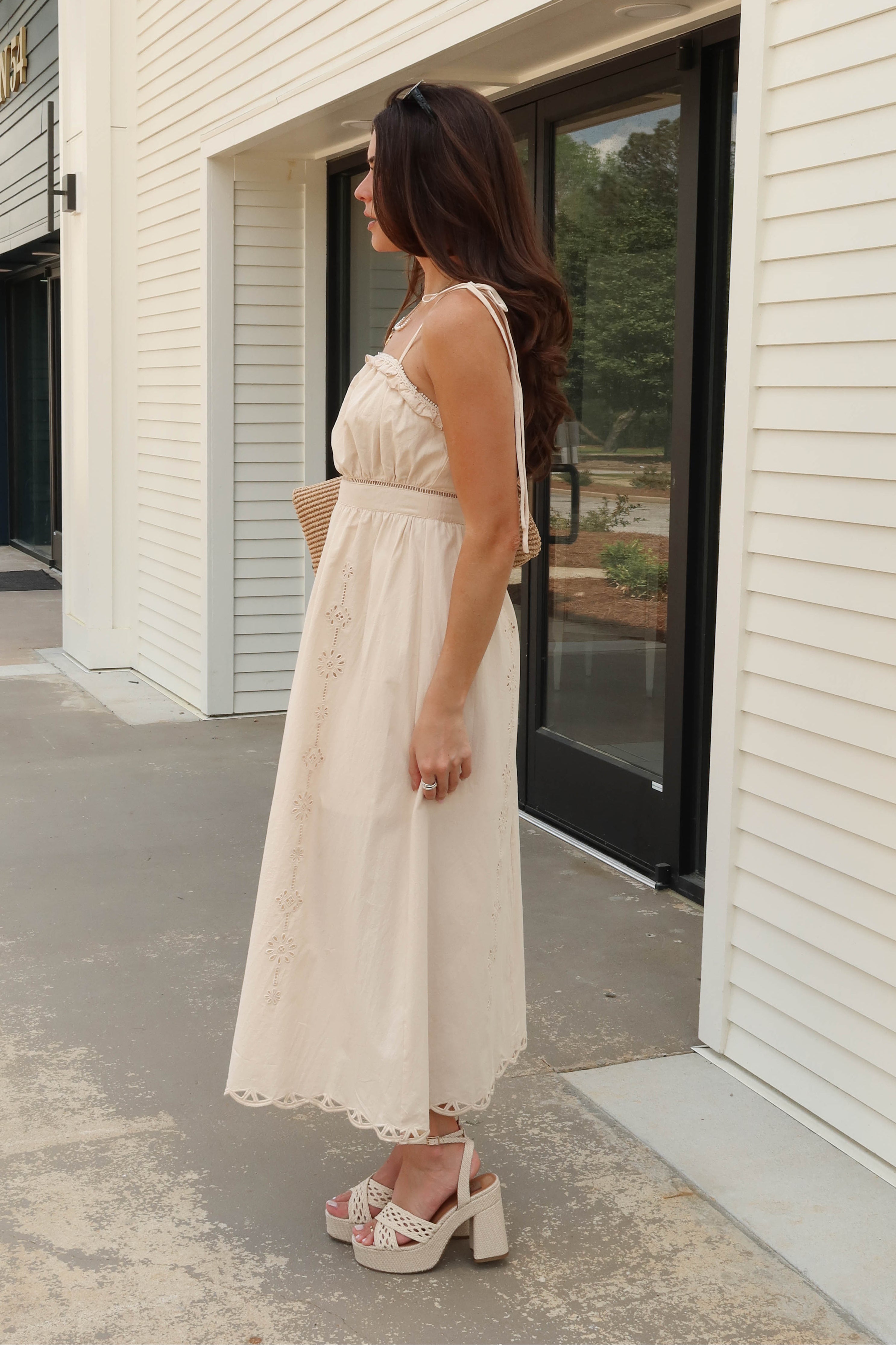 Cream Eyelet Midi Dress - Ophelia Dress XS Cream Eyelet Midi Dress - Ophelia Dress XS
