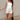 Elsie Ecru Stitch Detail Denim Shorts - full body front view